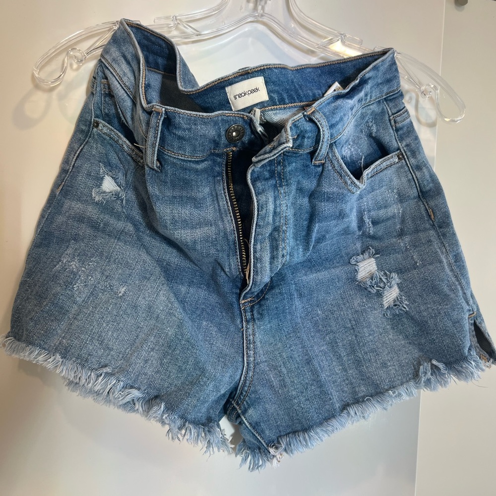 Distressed hem denim shorts - never worn!
